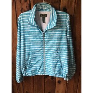 Ralph Lauren Active Jacket Womens XL Blue White Stripe Lined Full Zip Beach